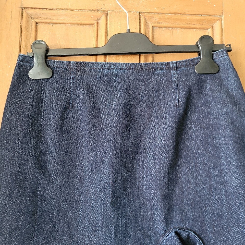 Anthropologie Leifsdottir Denim Blue Peplum Ruffle Hem Mini Skirt 6 - Picture 2 of 12